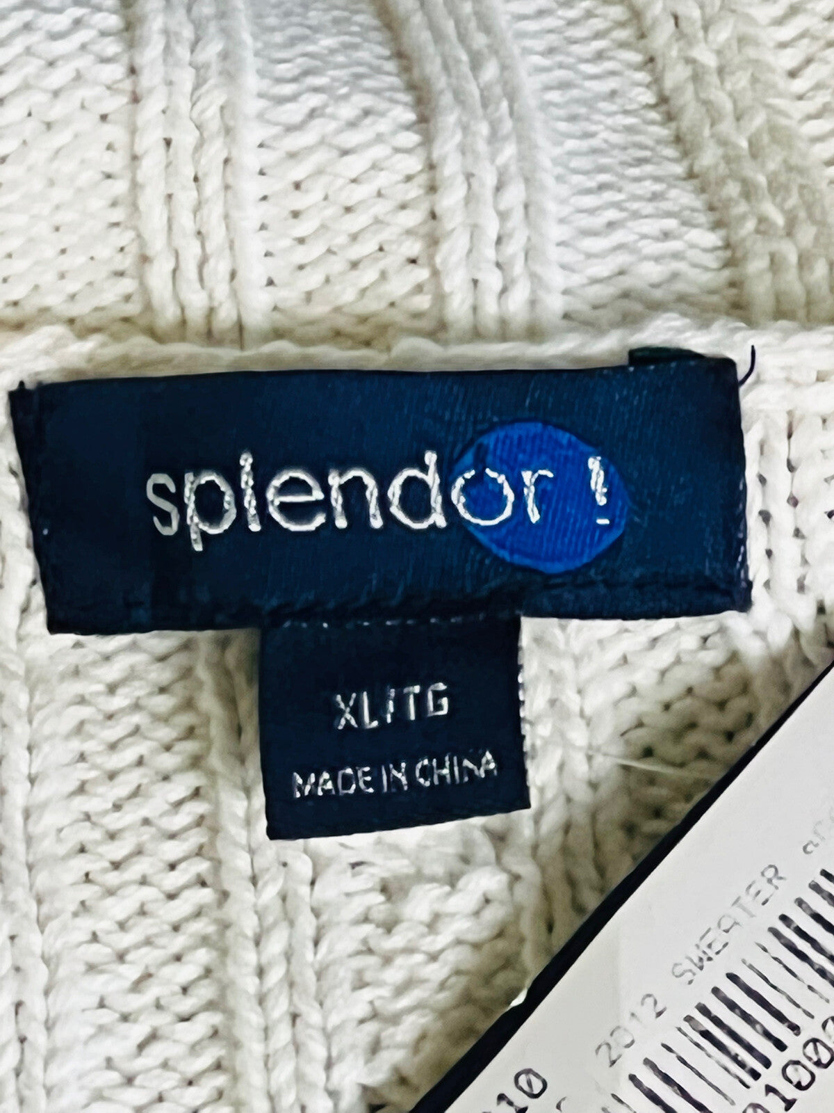 Splendor Women’s Cotton Full Zip Sweater White Sz XL