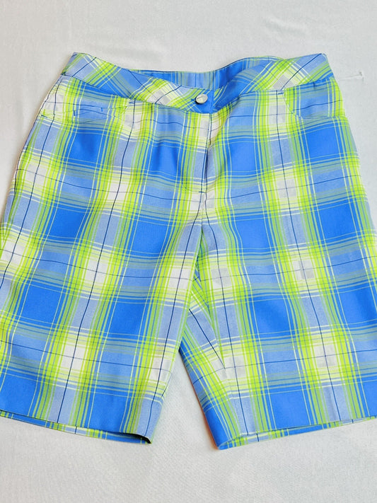 EP Pro Women’s Aqua Blue/Green Plaid Golf Shorts Size 4