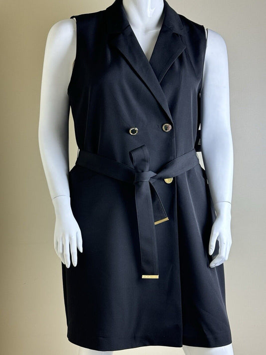 Marc New York Belted Black Trench Dress Size XL.  (B.11)