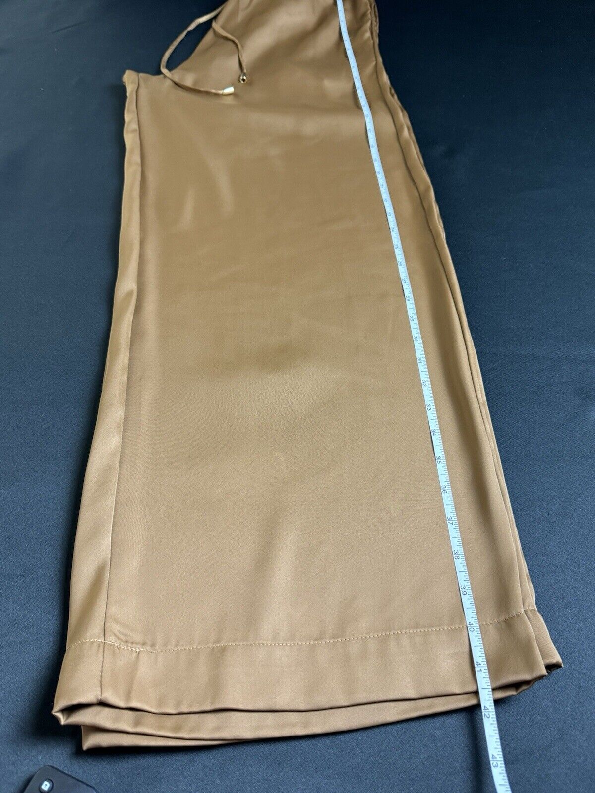 House Of Harlow SATIN Brown Size M PANTS WIDE LEG POCKETS. (B.86))