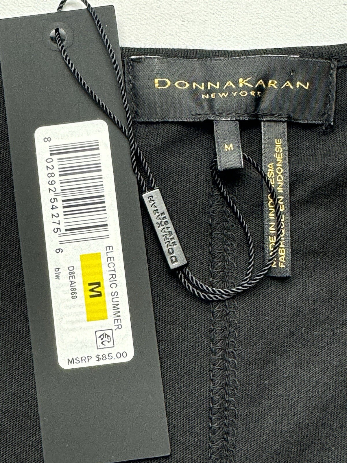 $85 Donna Karan Tank Top Blouse Black White Sz M  (B.53)