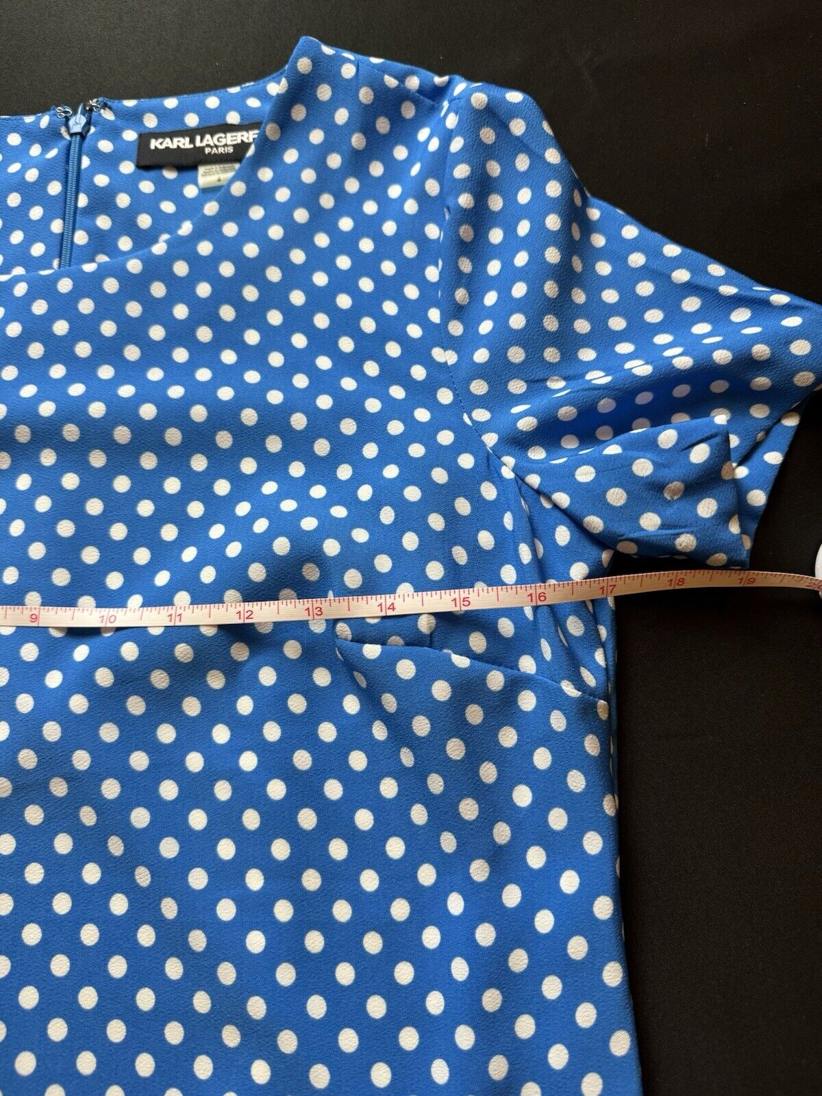 $138 Karl LAGERFELD Paris Women’s Polka dot Dress Sz 4 Blue (B.79)