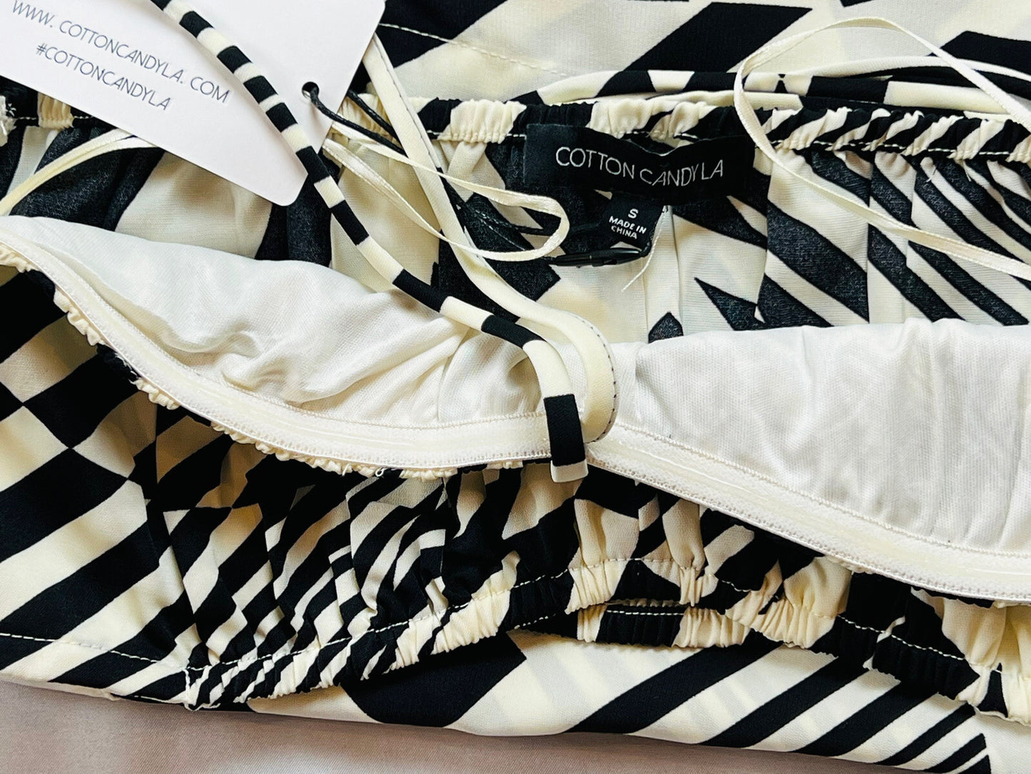 COTTON CANDY Women’s 2Pc Set Long Sleeve Shirt with Inside Top  Sz S Black White