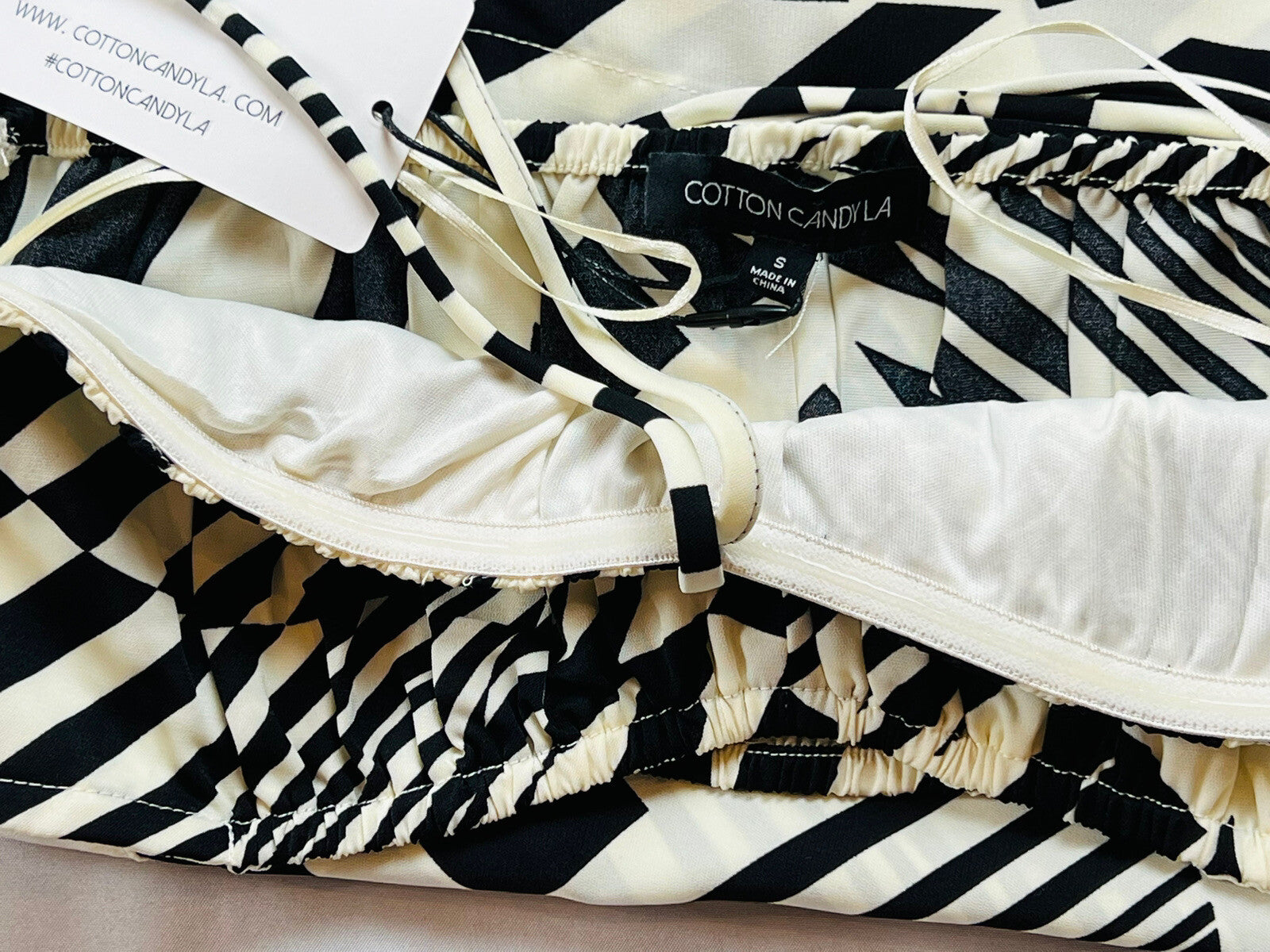 COTTON CANDY Women’s 2Pc Set Long Sleeve Shirt with Inside Top  Sz S Black White