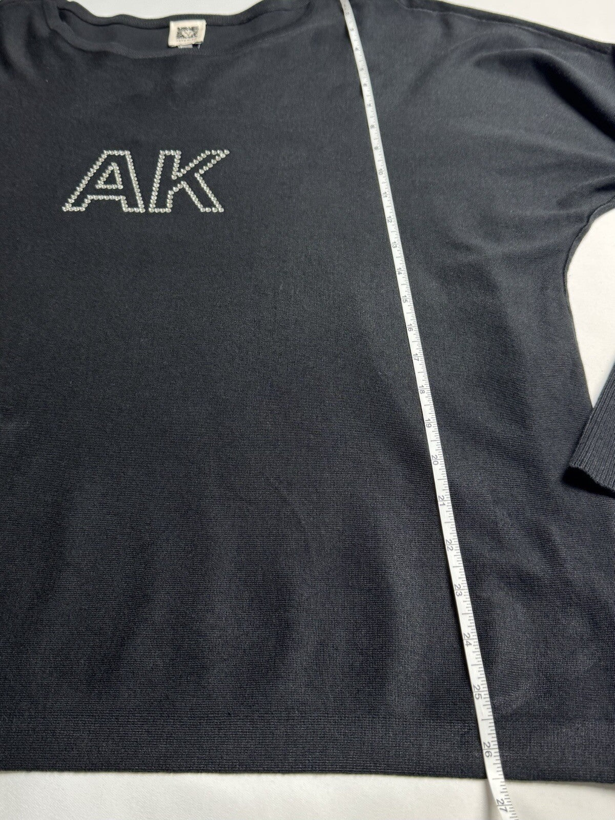 $99 ANNE KLEIN Women’s Rhinestone Logo Sweater Sz XL    (B.136)