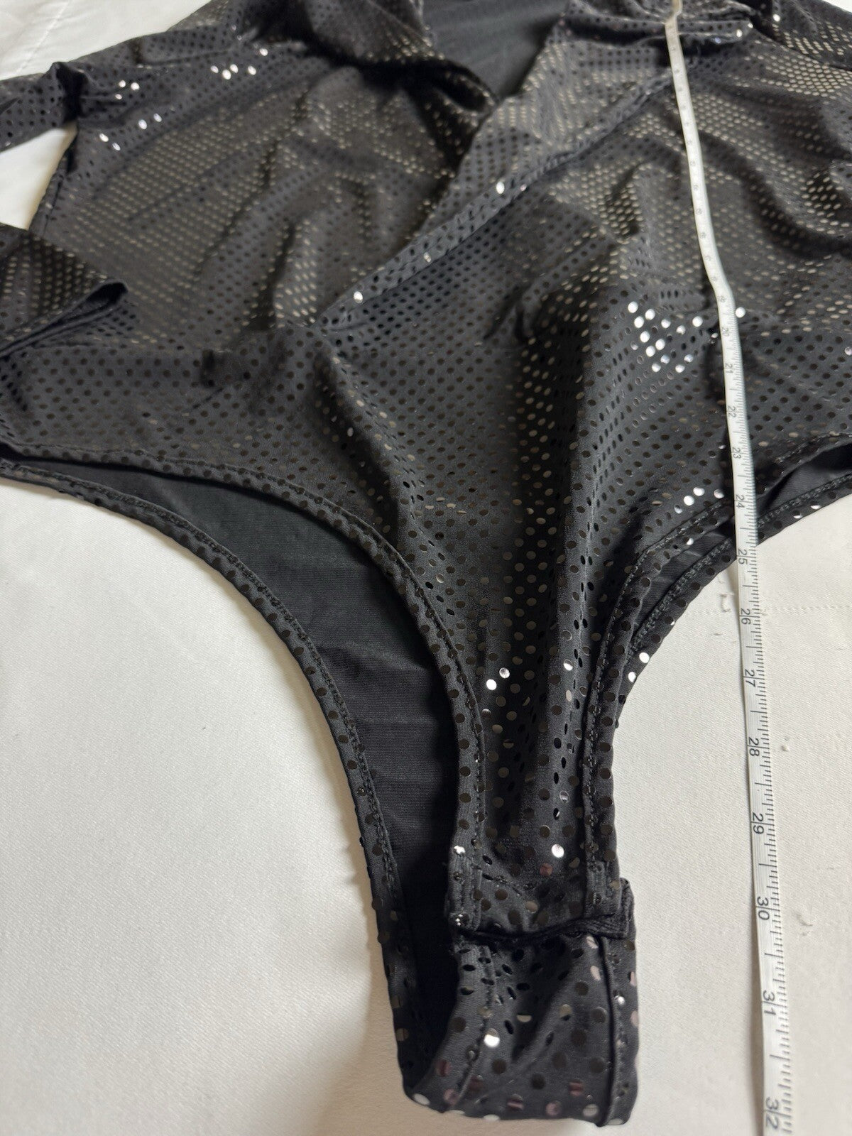 MADRAG BodySuit Blouse BLACK Sequined Sz 3X. (B.125)