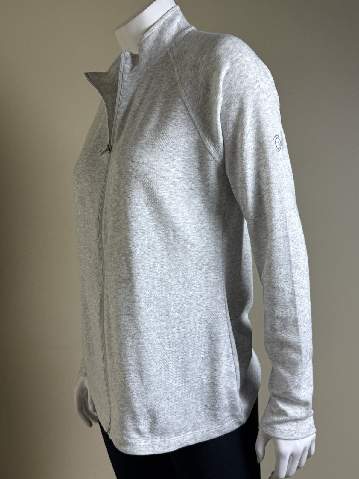 Heather Grey Women’s Golf Full Zip Cardigan Gray Sz M.  (B.122)