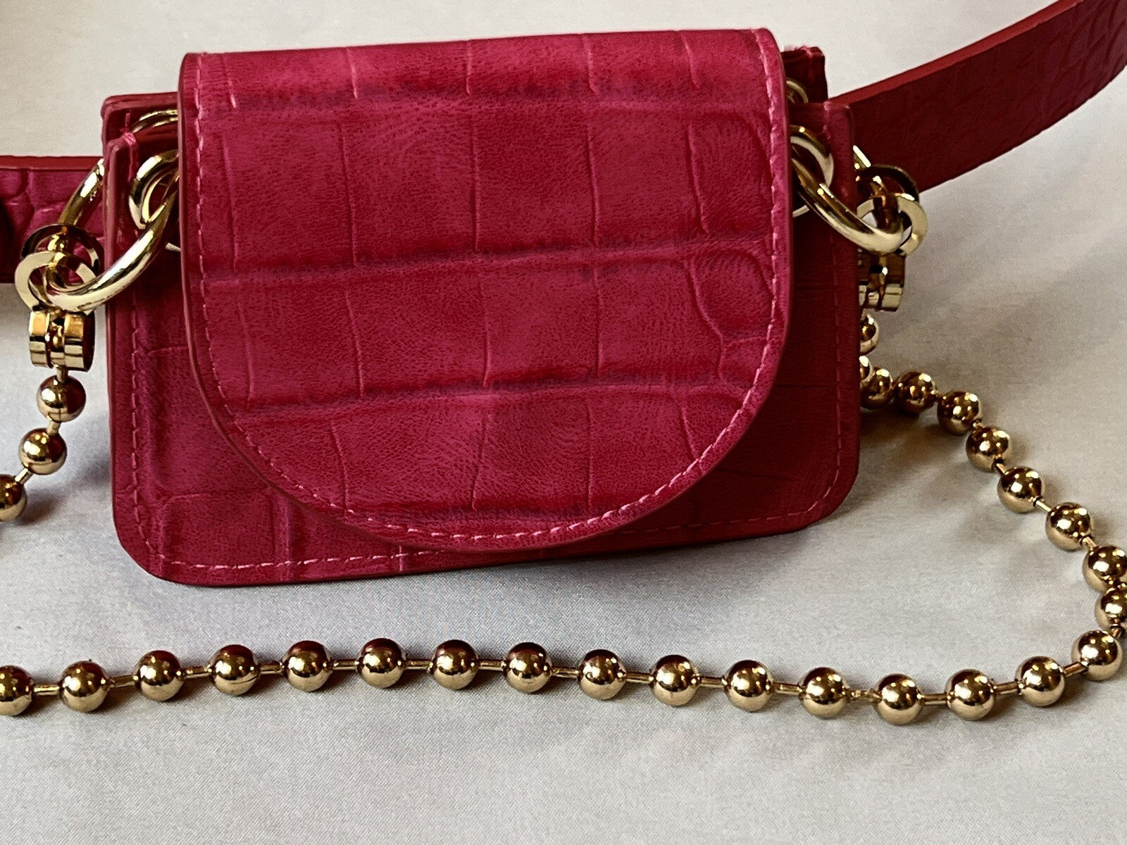 Women’s Faux Leather Fanny Removable Waist Purse Belt Pink Sz M