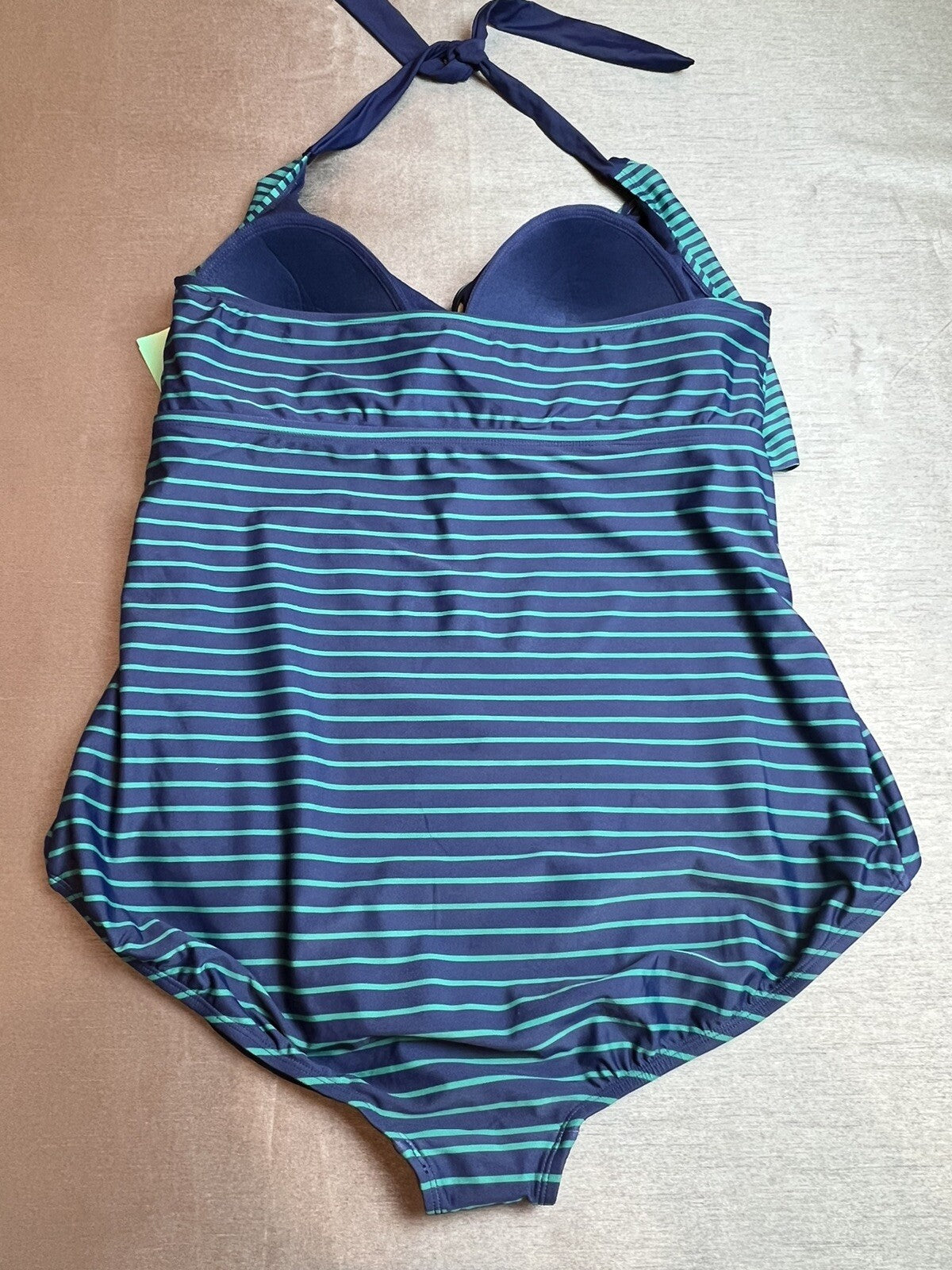 Penbrooke Striped One Pc Bathing Suit Retro Style Sz 3X