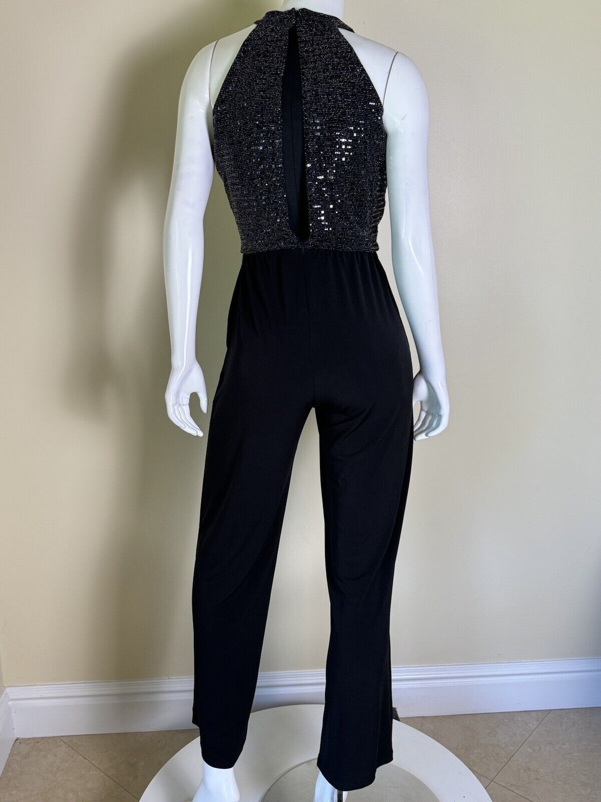 Enfocus Studio black Sleeveless Party Jumpsuit Women’s Sequin Sz 6