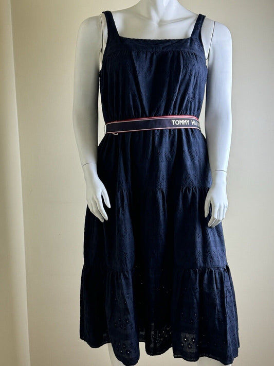 $129 Tommy Hilfiger Women’s Eyelet Dress w/waist Belt Size 16      (B.04)