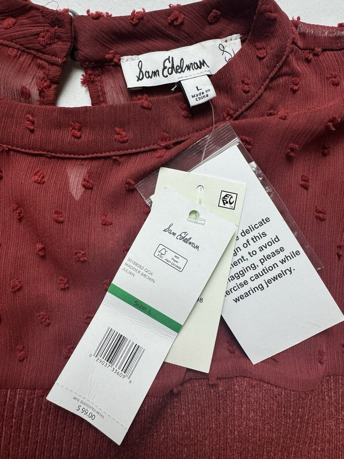 $99 Sam Edelman Women's Blouse Sz L. (B.104)