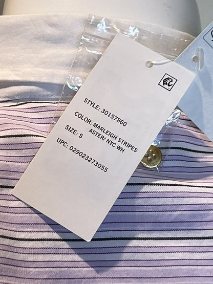 Anne Klein Womens size M top striped Marleigh tie hem shirt blouse