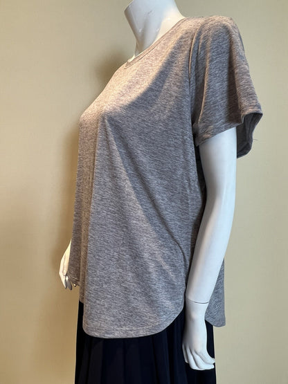Side view of Ideology gray short-sleeve top