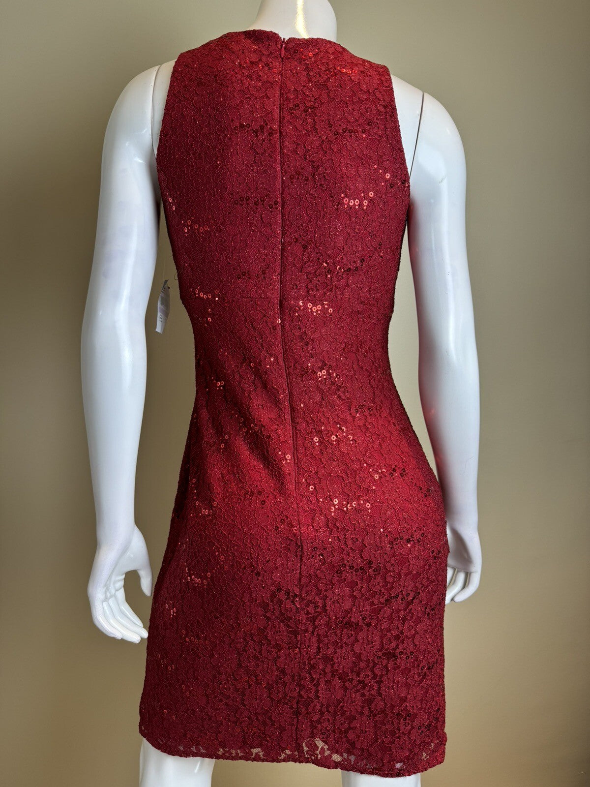 NY Nightway Women's Red Sequined Lace Cocktail Dress Sz 6 (71)
