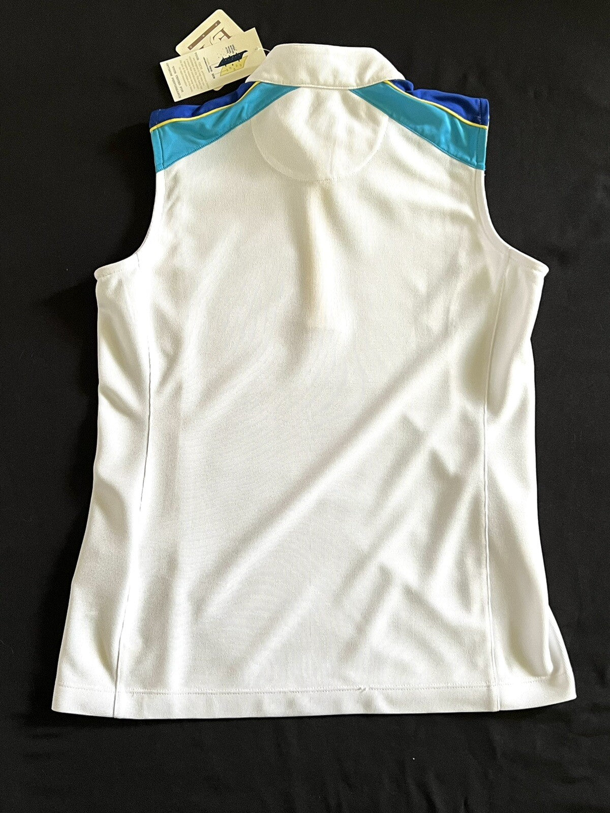 E.P Pro Tour Tech Women’s Top Sleeveless Golf Shirt Sz S White w/ Blue (13)