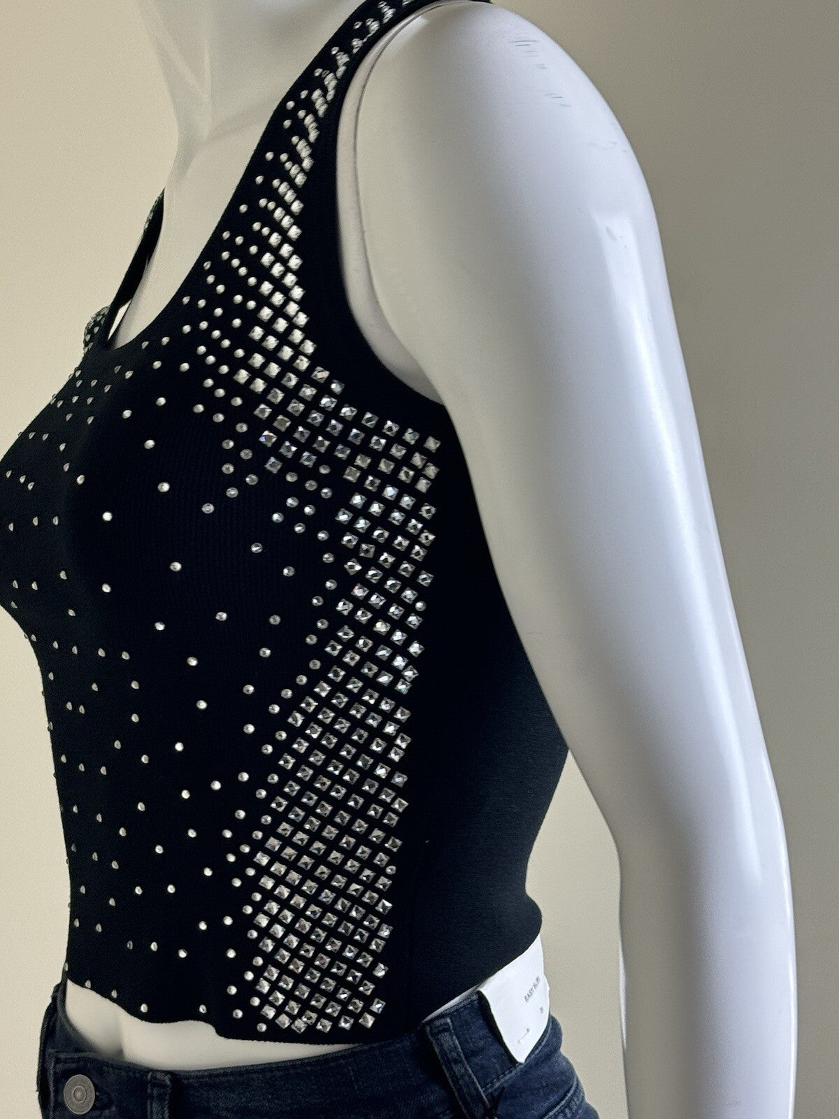 L/C Lizete Collection Black Rhinestones Women’s Top Sz L. (B.93)