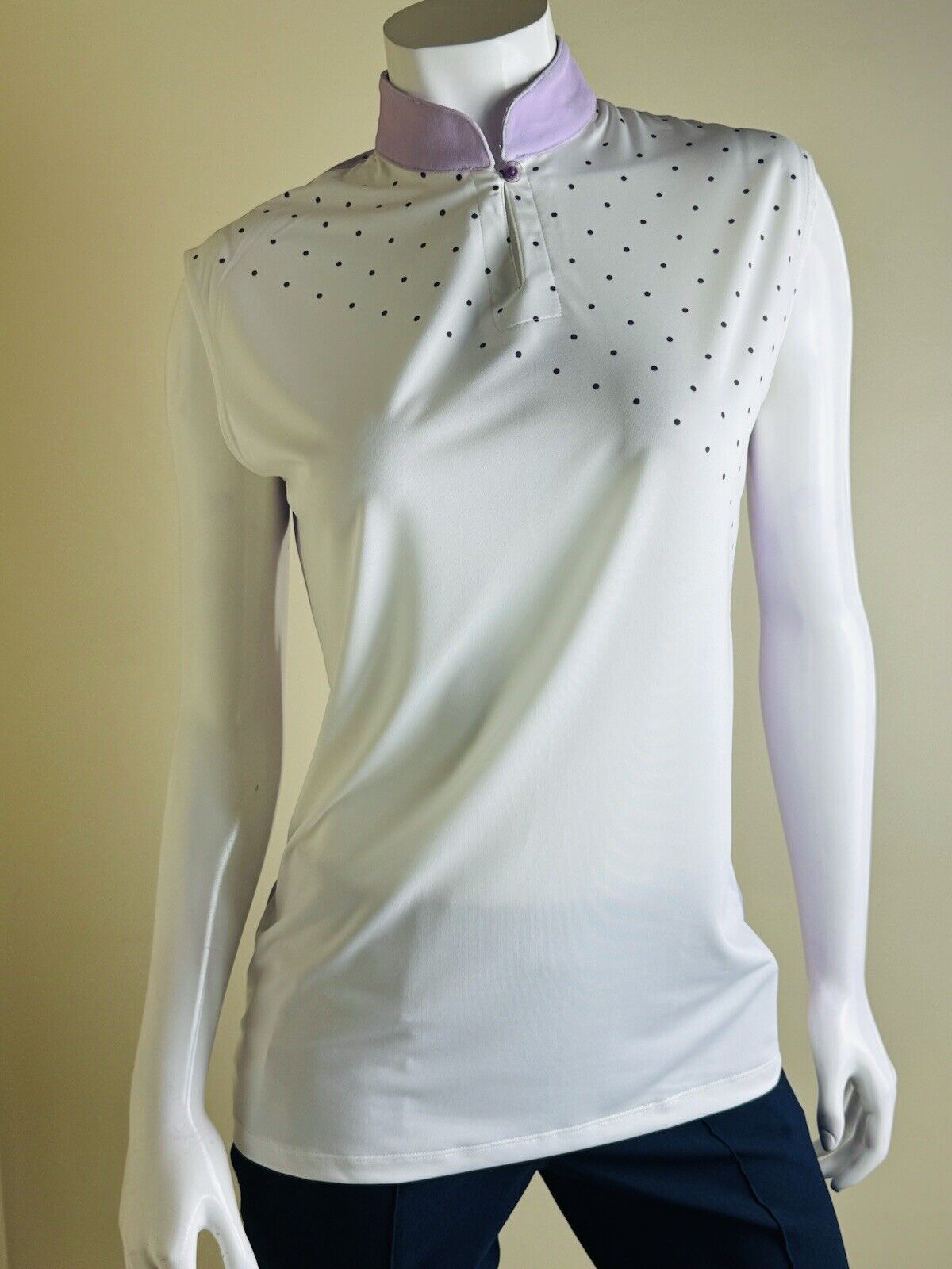 H5G High 5 Golf Women’s Polka Dots Polo Shirt Sz S.  (B.72)