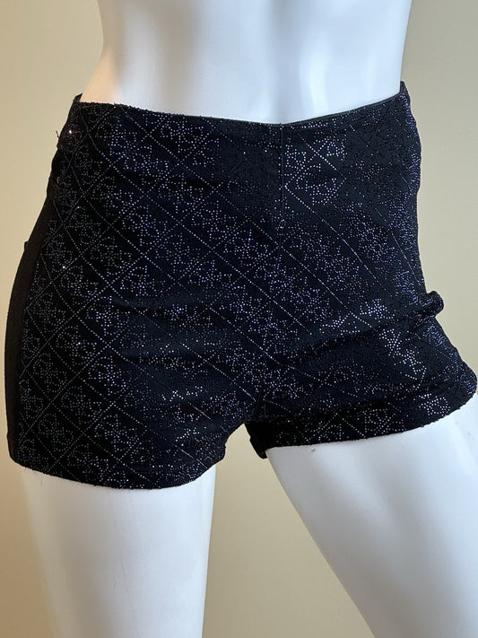 $148 Guess Women's Blue Rhinestone Black Shorts Sz 28.        (B.173)