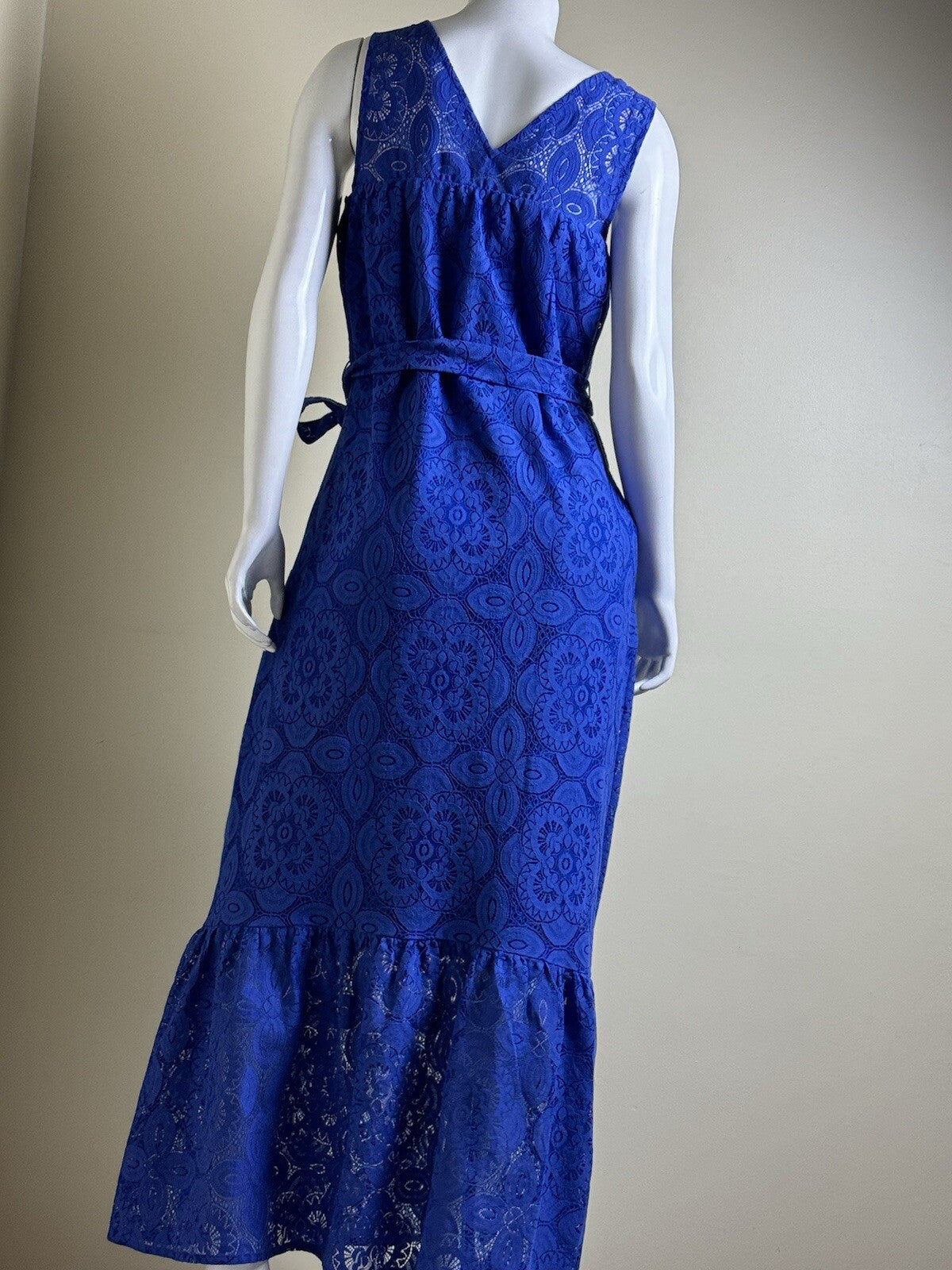 Kensie Women’s Blue Crochet Long Maxi Dress Sz 8. (B.97)