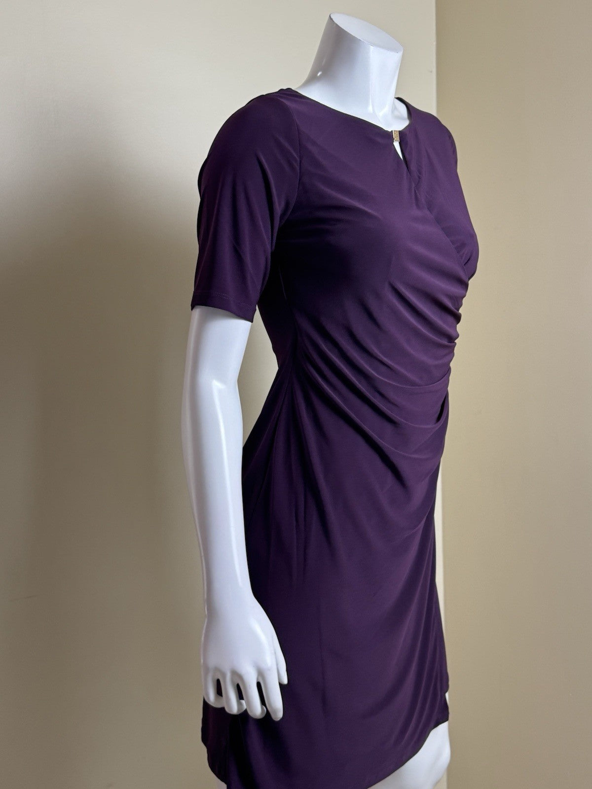 $99 Anne Klein Women's Blouson Dress Purple Sz 6P.    (B.176)