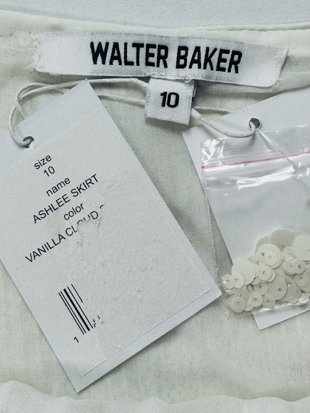 $228 Walter Baker Ashlee Skirt Vanilla Sequin Size 10   (B.152)