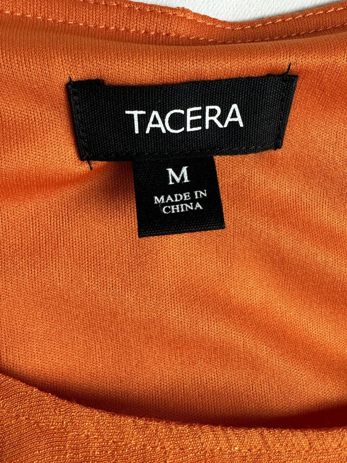 Tacera Women's Orange Dress with Necklace Sz M. (78)