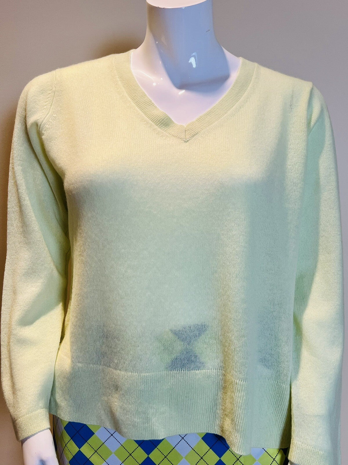 Claudia Nichole Women's Lime Green 100% Cashmere Sweater Sz L   (10)