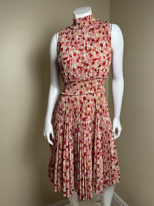$148 NANETTE LEPORE Floral Pleaded Dress Sz  2  (B.171)