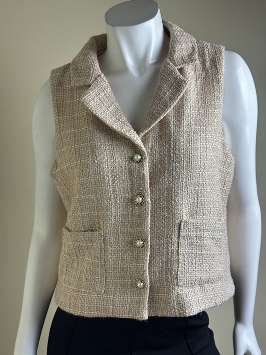 Faith and Joy Women’s Beige Vest Sz L.  (B.150)
