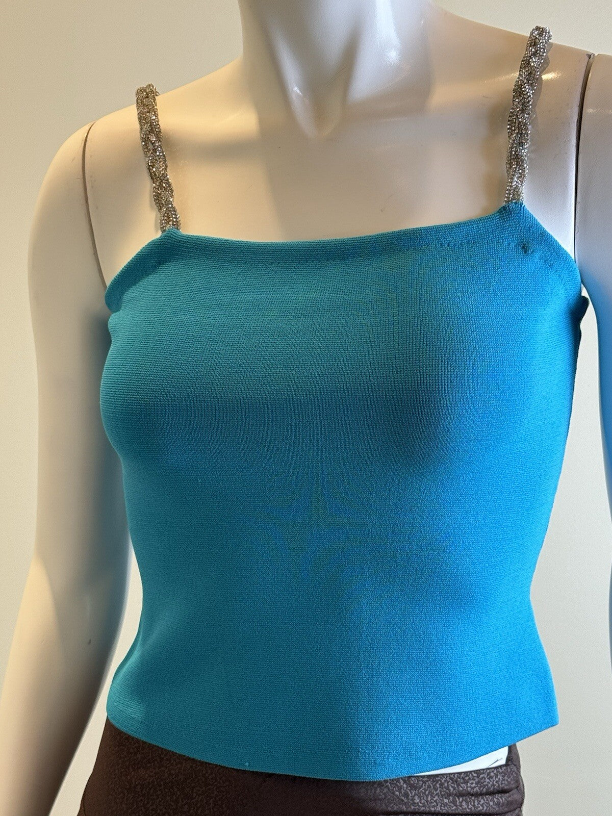 $295 House of Harlow 1960 Tank Top with Crystal Strap Size S  (B.85)