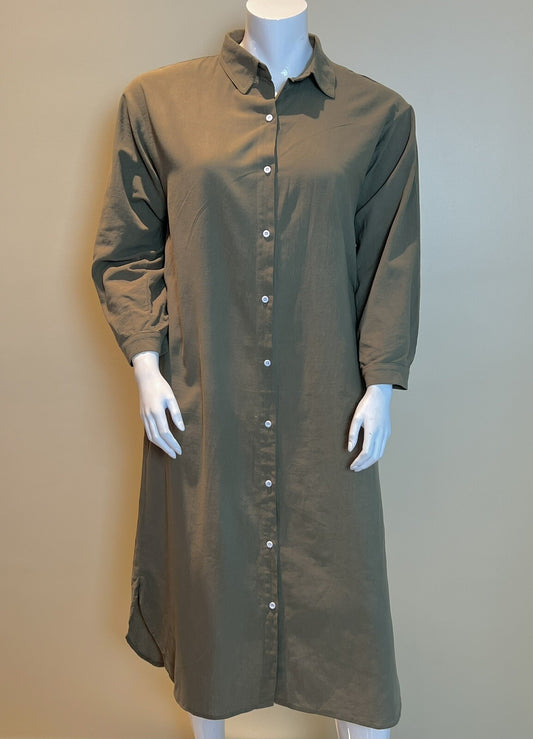 Sopliagon Women's Green Shirt Dress Maxi Size 2XL