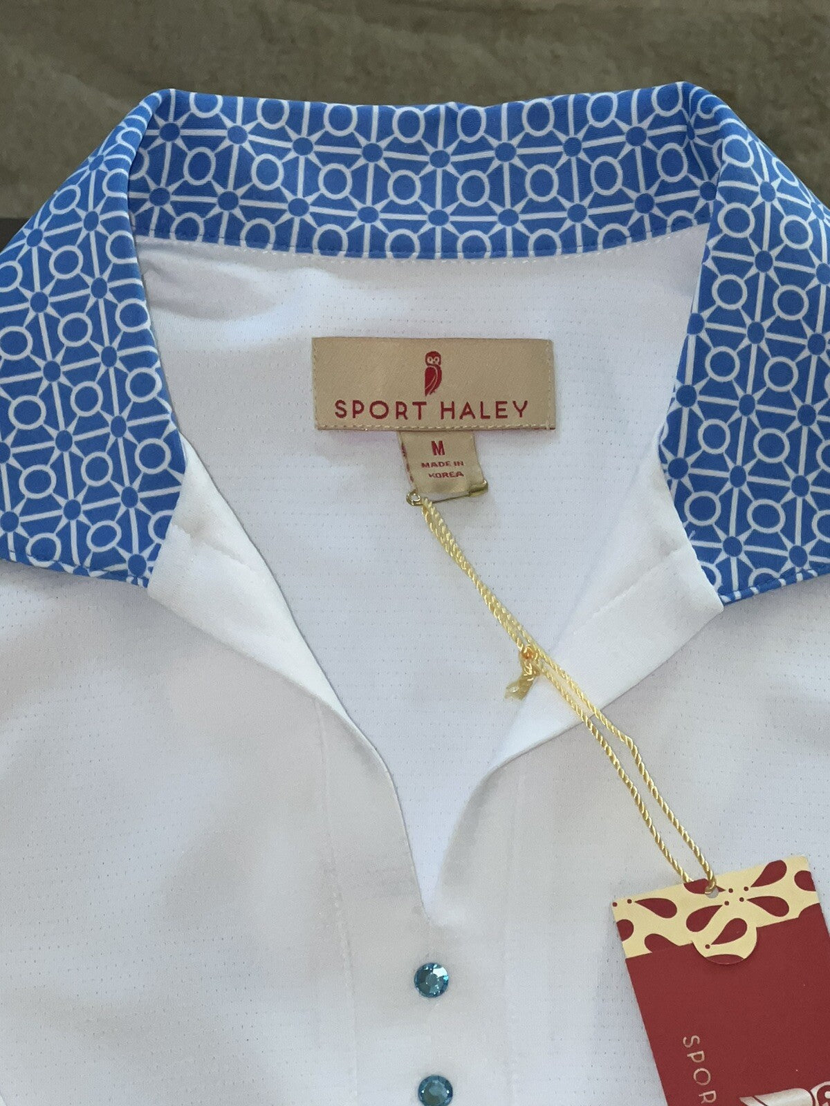 Sport Haley Women's Top Golf Polo Shirt White w/ Blue Sz M (B.13)