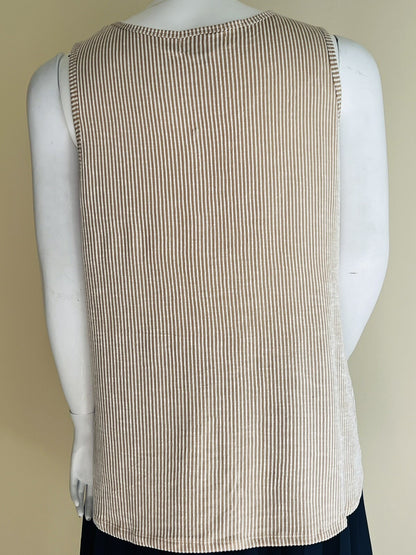 Back of French Laundry beige striped sleeveless top