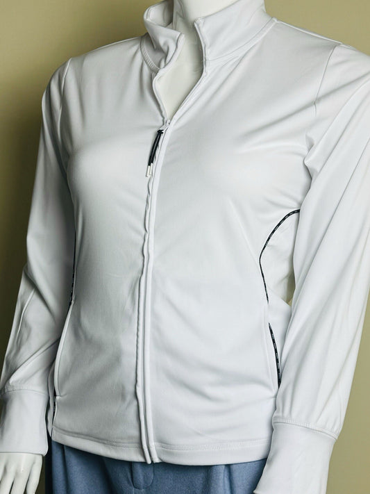 $99 Bebe Women’s Full Zip White Jacket Sz XL.   (B.113)