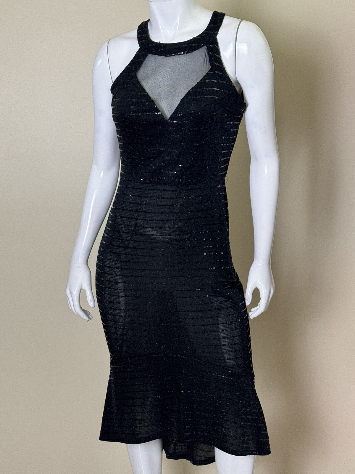 NWT Alexa B Nites Black Glittery Dress Size 8 Back Zipper (69)