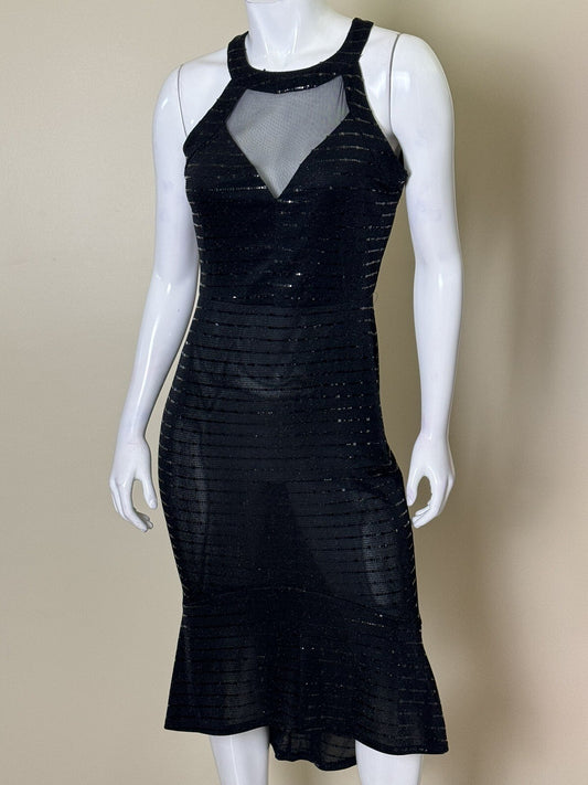 NWT Alexa B Nites Black Glittery Dress Size 8 Back Zipper (69)