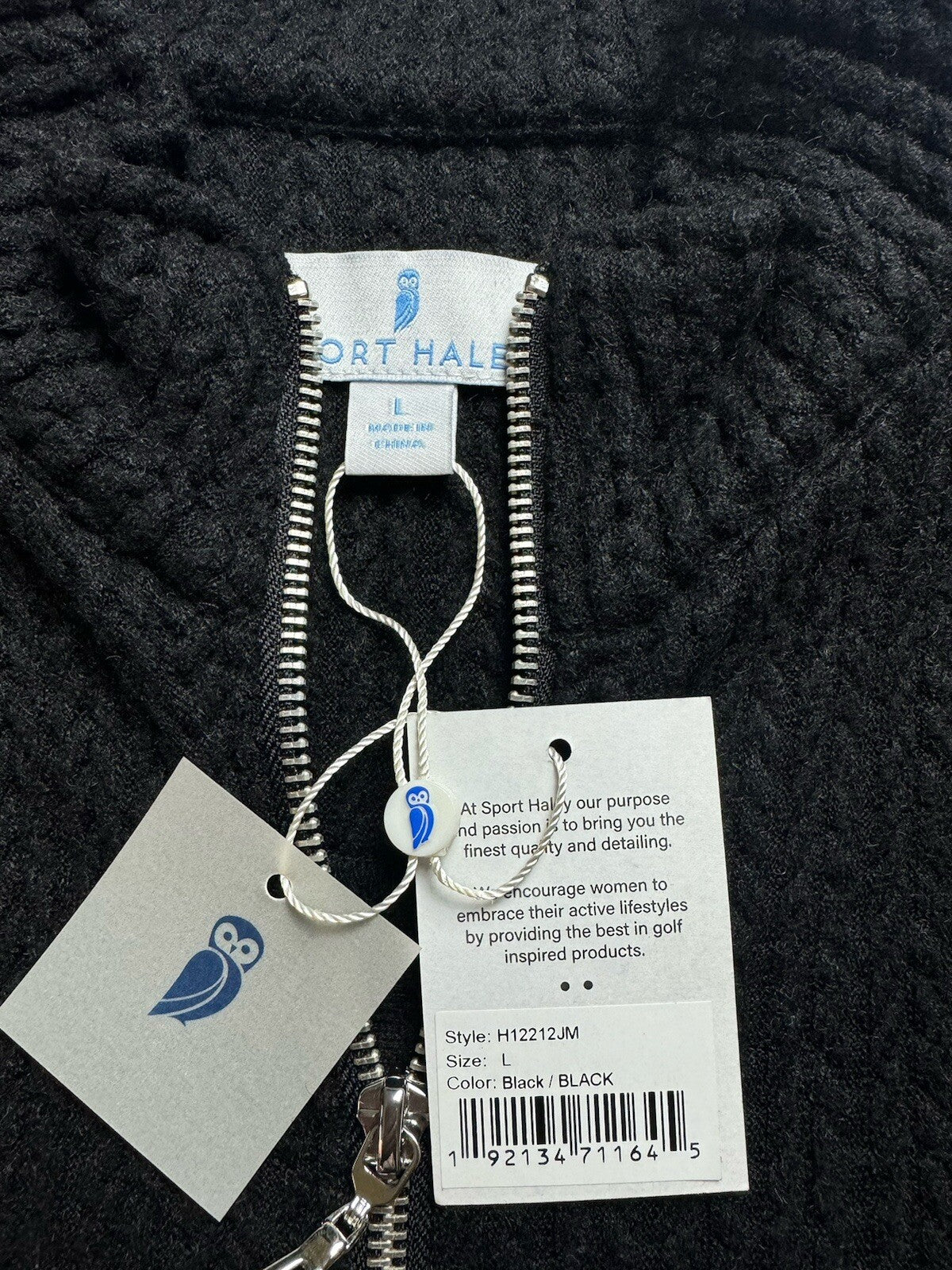 SPORT HALEY Women’s Black Golf Cardigan Full Zip Jacket Sz L. (B.99)