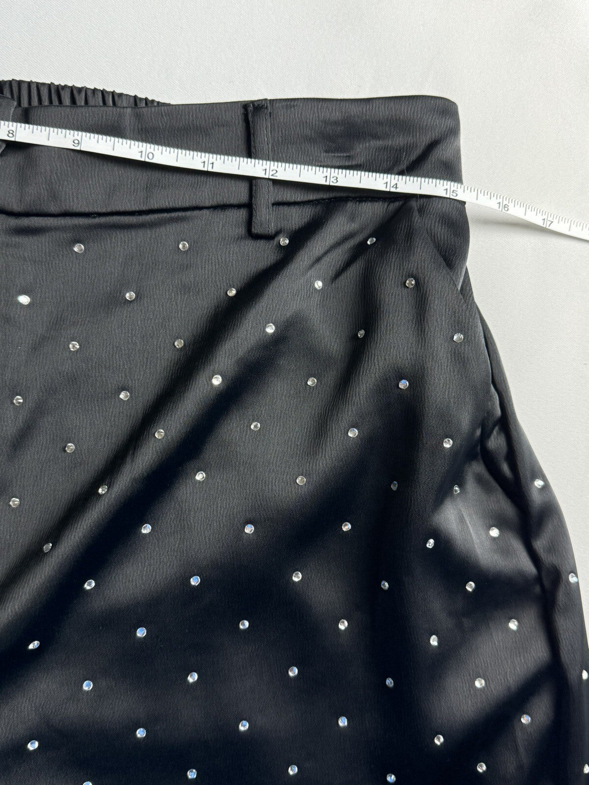 House Of Harlow SATIN Rhinestone Size L PANTS WIDE LEG POCKETS. (76)