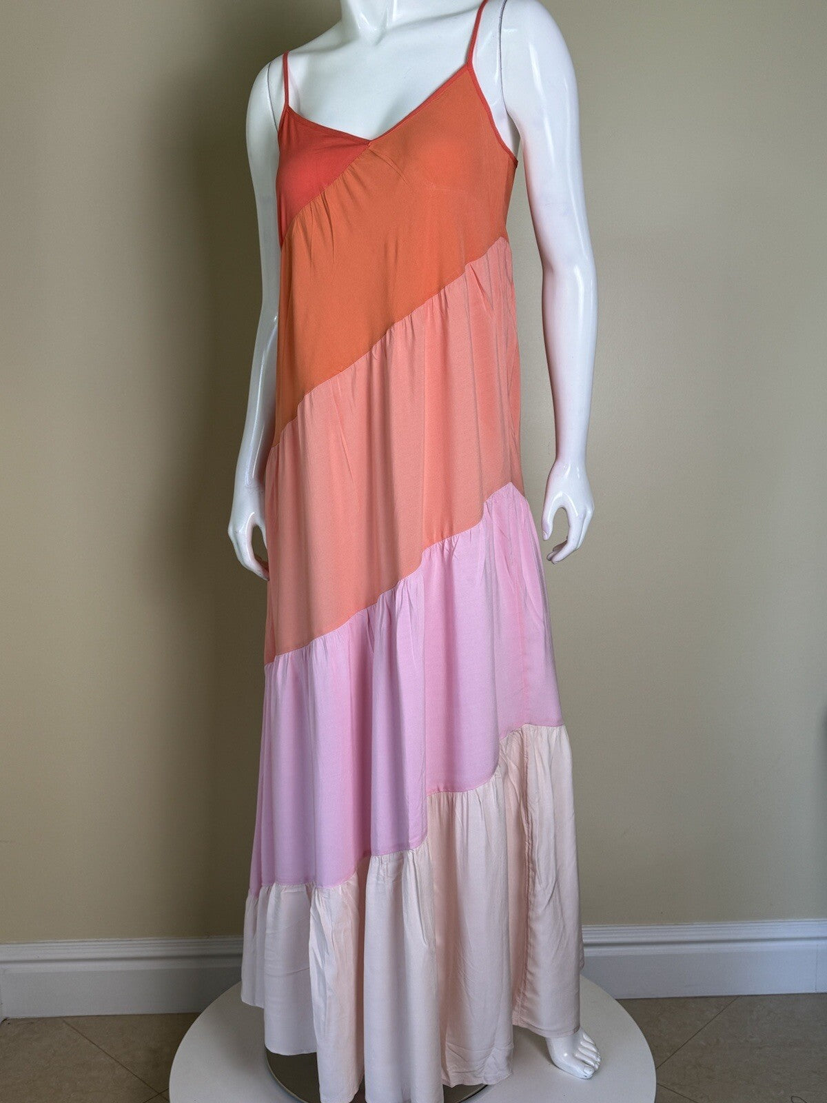 L*Space Leona Colorblock Maxi Sundress in Peche Punch Size S.  (74)