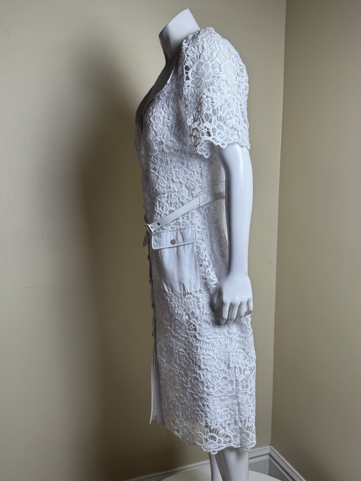 $199 NANETTE LEPORE Lace White Dress Sz L  (B.169)