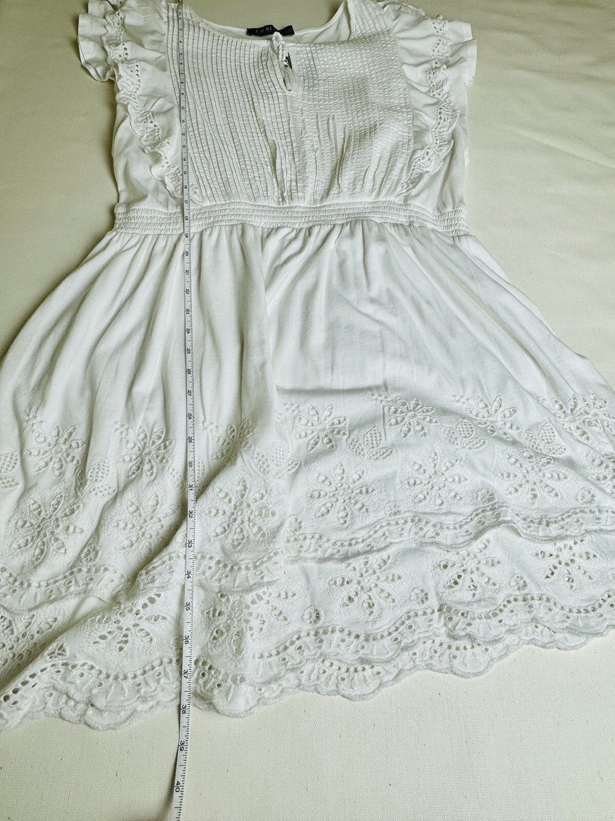 Ralph Lauren Women’s Cotton Size 16 Dress White Elastic Waist. (51)
