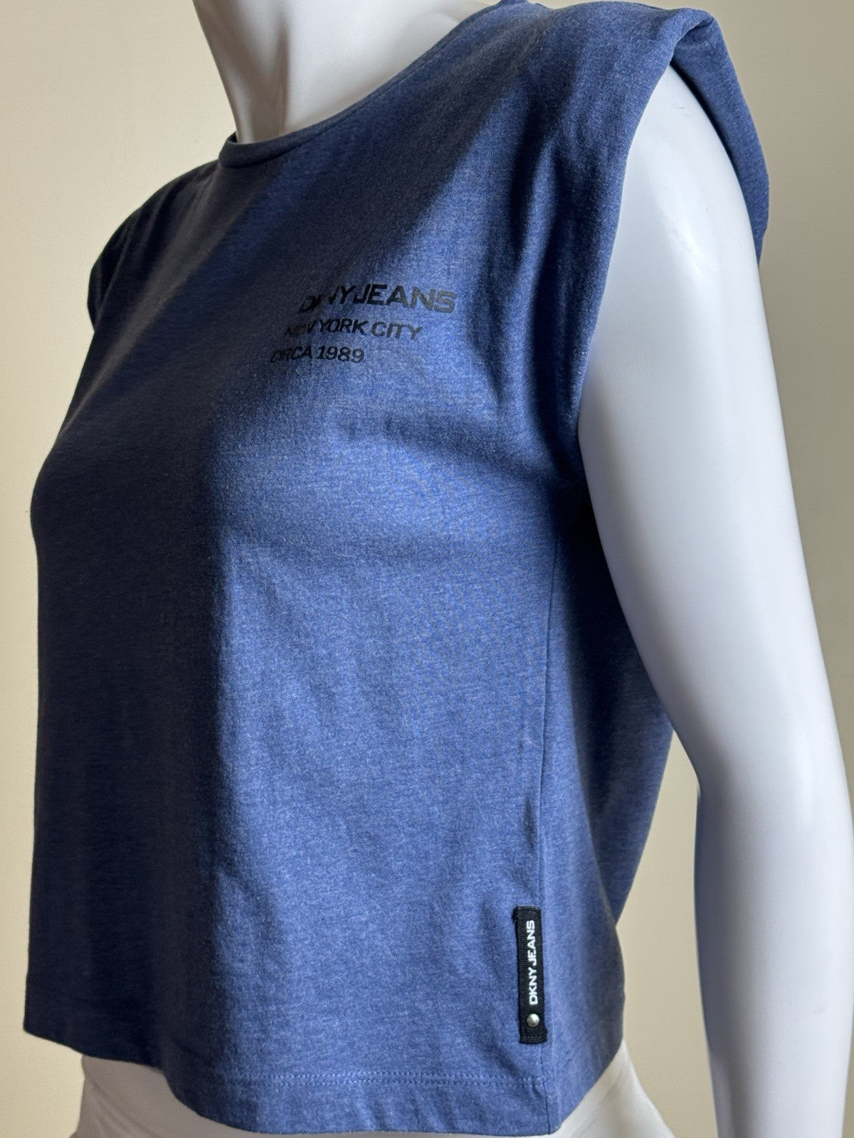 DKNY Women's Blue Shoulder Pads Shirt Sz XS       (B.183)