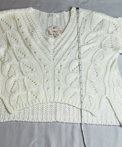 Jolie & Joy Women’s Ivory Knit Sweater Sz S