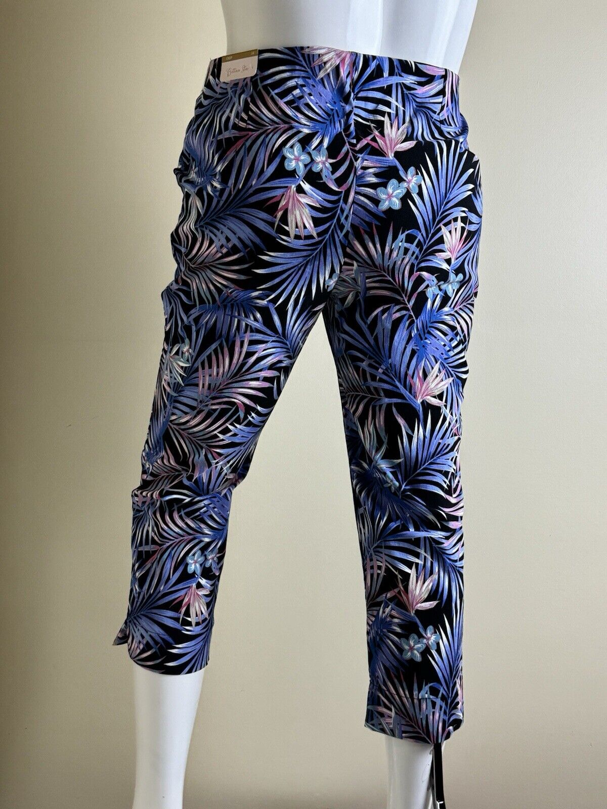 $59 Bettina Star Women’s Crop Stretch Pants Size 14 Blue Tropical. (B.80)