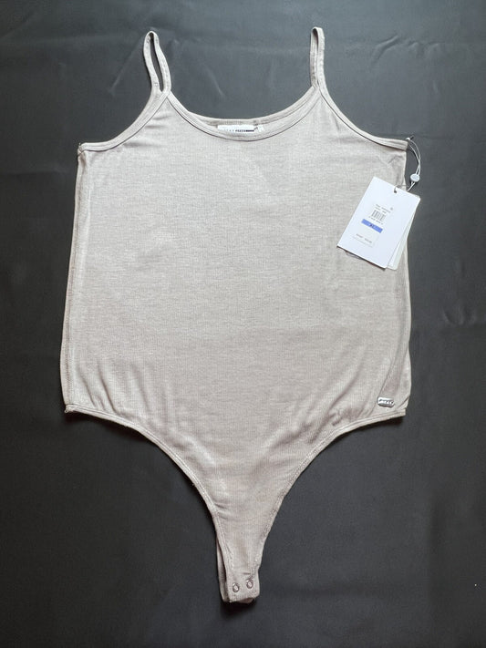 DKNY Women's Snap Button Cami Bodysuit Shirt Top Gray Sz XL