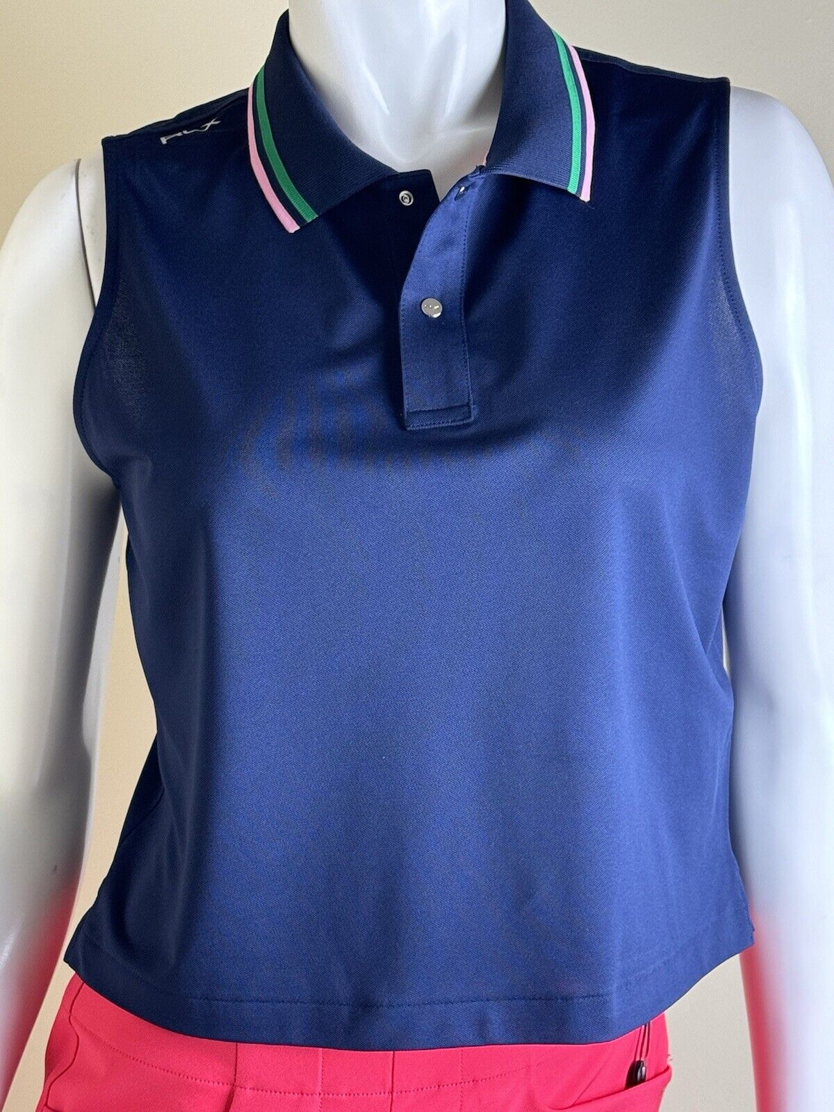 $98 Ralph Lauren Women’s Golf Polo Crop Top Shirt Size L  (B.53)