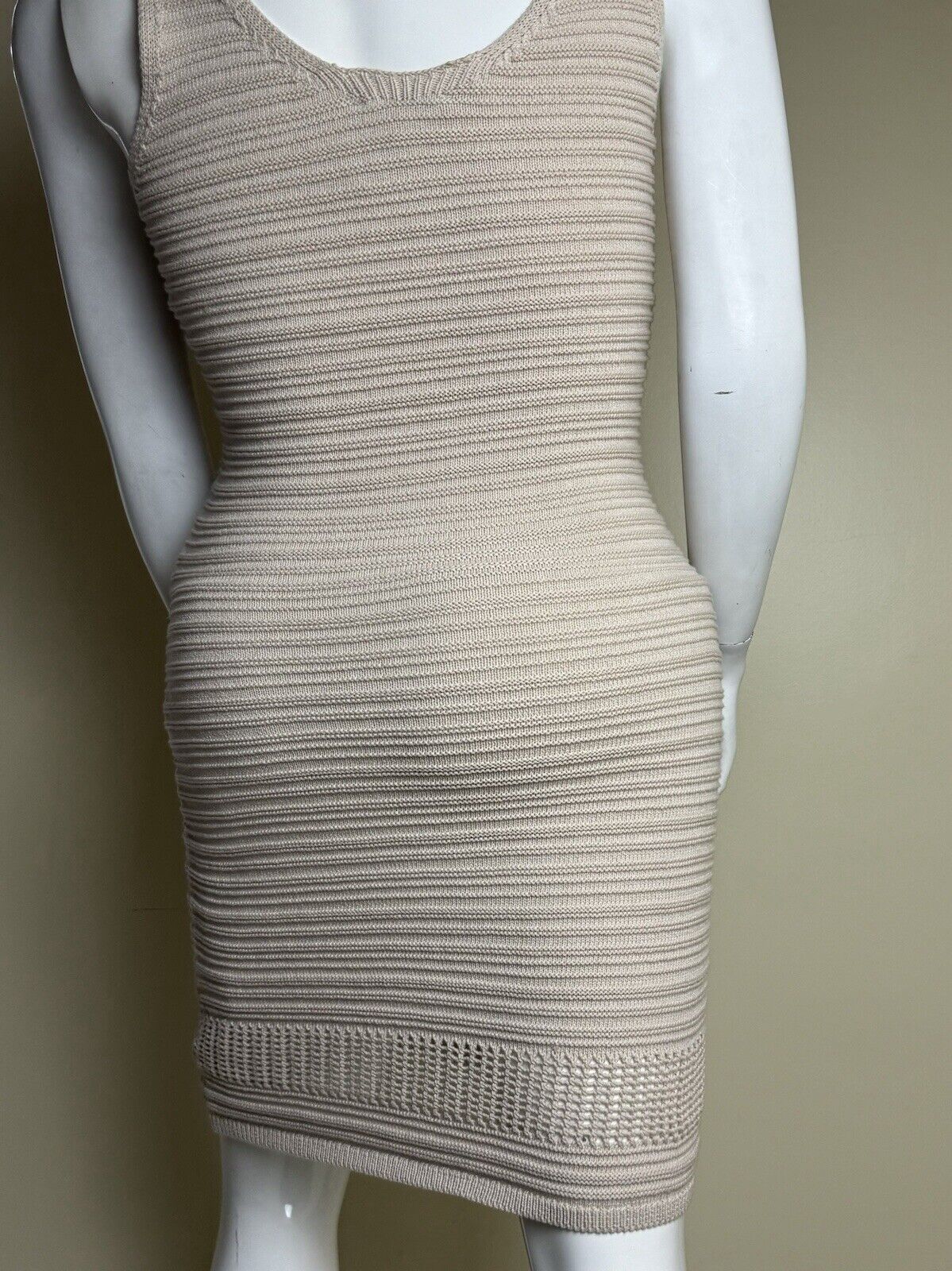 Steve Madden Ribbed Knit Cream Dress 100% Cotton Size L.    (B.87)