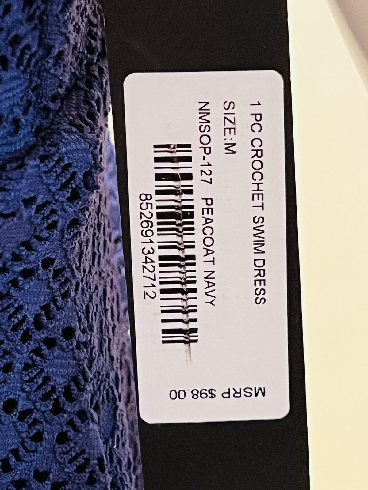 $98 Nicole Miller One Pc Swimsuit Navy Blue net Sz M swim dress Bathing suit