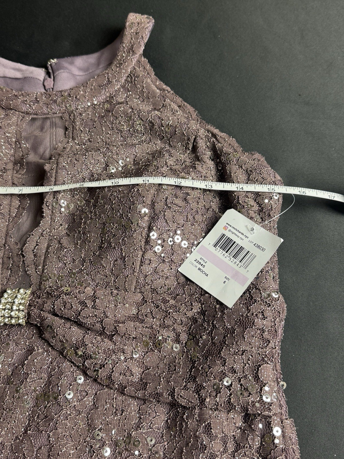 NW Nightway Women's Sequined Lace Cocktail Dress Sz 6     (B.96)